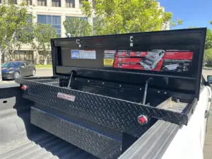 2021 Ford Ranger XL SuperCrew - WeatherGuard aluminium crossbed toolbox open